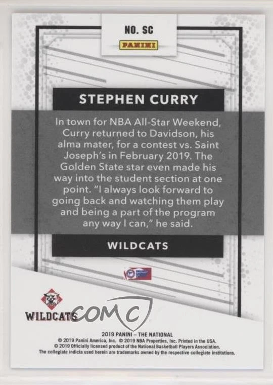 2019 Panini National Convention College Magnetic Fur /99 Stephen Curry #SC - Image 2 of 2