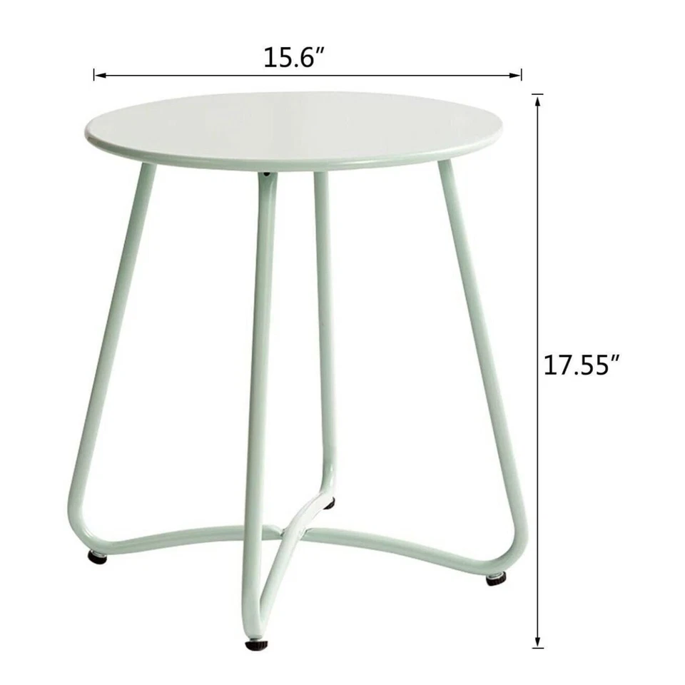 HollyHOME Small Round Metal Side Table Patio Accent Anti-Rust Steel Teal New - Image 2 of 3
