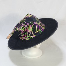 Velvet Witch Hat Adult Neon Sequin Shimmer Spider Web Black Halloween Costume