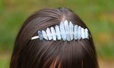 Quartz Crystal Renaissance Faire Crown Headband for Fairy Elf Cosplay White