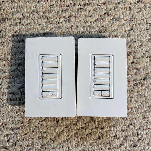 2x Lutron HQWD-W6BRL-SW HomeWorks Wired seeTouch 6 Button Keypad in Snow White