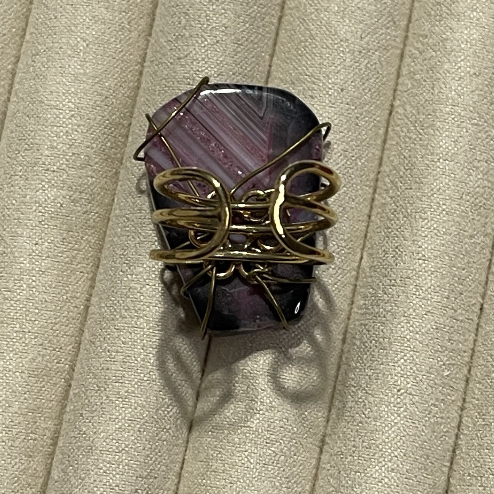 Wire Wrapped Fluorite Ring - Adjustable - Smooth - image 3