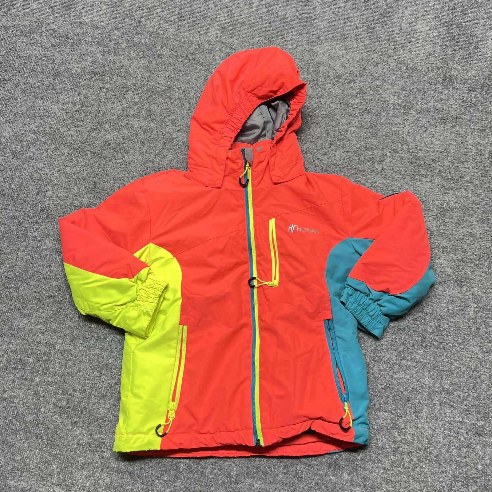 Hotian Jacket Kids 6 Multicolor Colorblock Hooded Insulated Ski Waterproof Snow