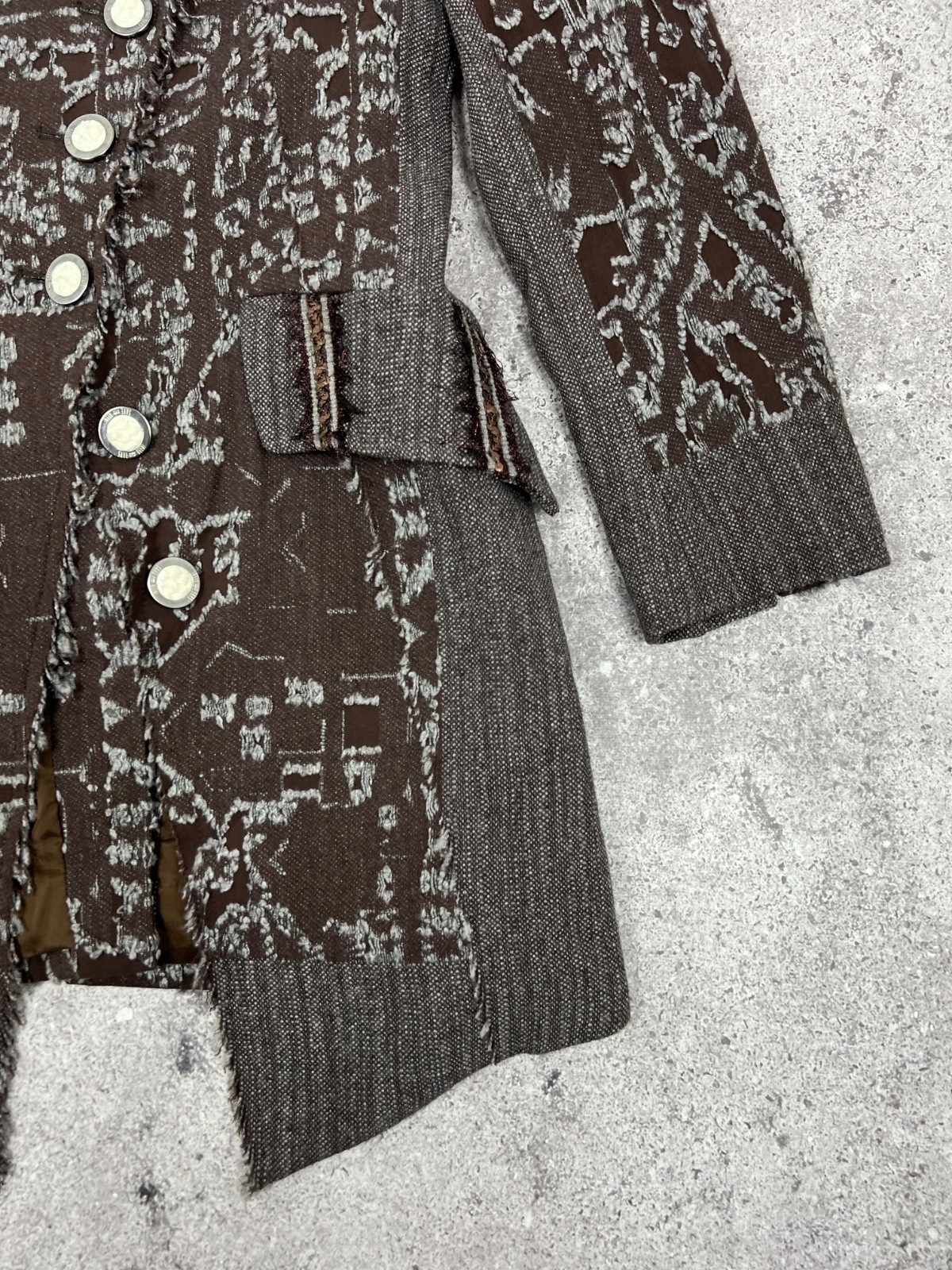 Save The Queen Patchwork Wool Coat Assymetric Bro… - image 7