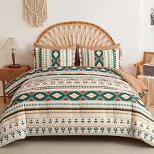 Boho King Size Comforter Set Beige,7 Pieces Bed in a Bag Aztec Bedding Set with