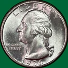 1936 Washington Quarter Silver Brilliant Uncirculated Gem BU Coin #40538