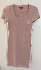 Guess Side Logo T-Shirt Dress Size S Rose Quartz Pink Women's Fall