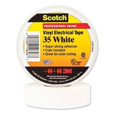 Vinyl Electrical Color Coding Tape, 35, 1/2 in W x 20 ft L, White 3M  