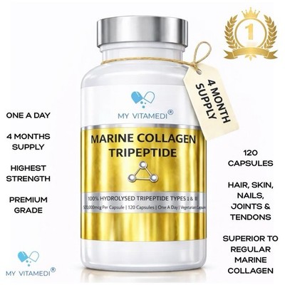 MARINE KOLLAGEN KAPSELN 120 x 500.000MCG HYDROLYSIERTES TRIPEPTID HAARE HAUT NÄGEL