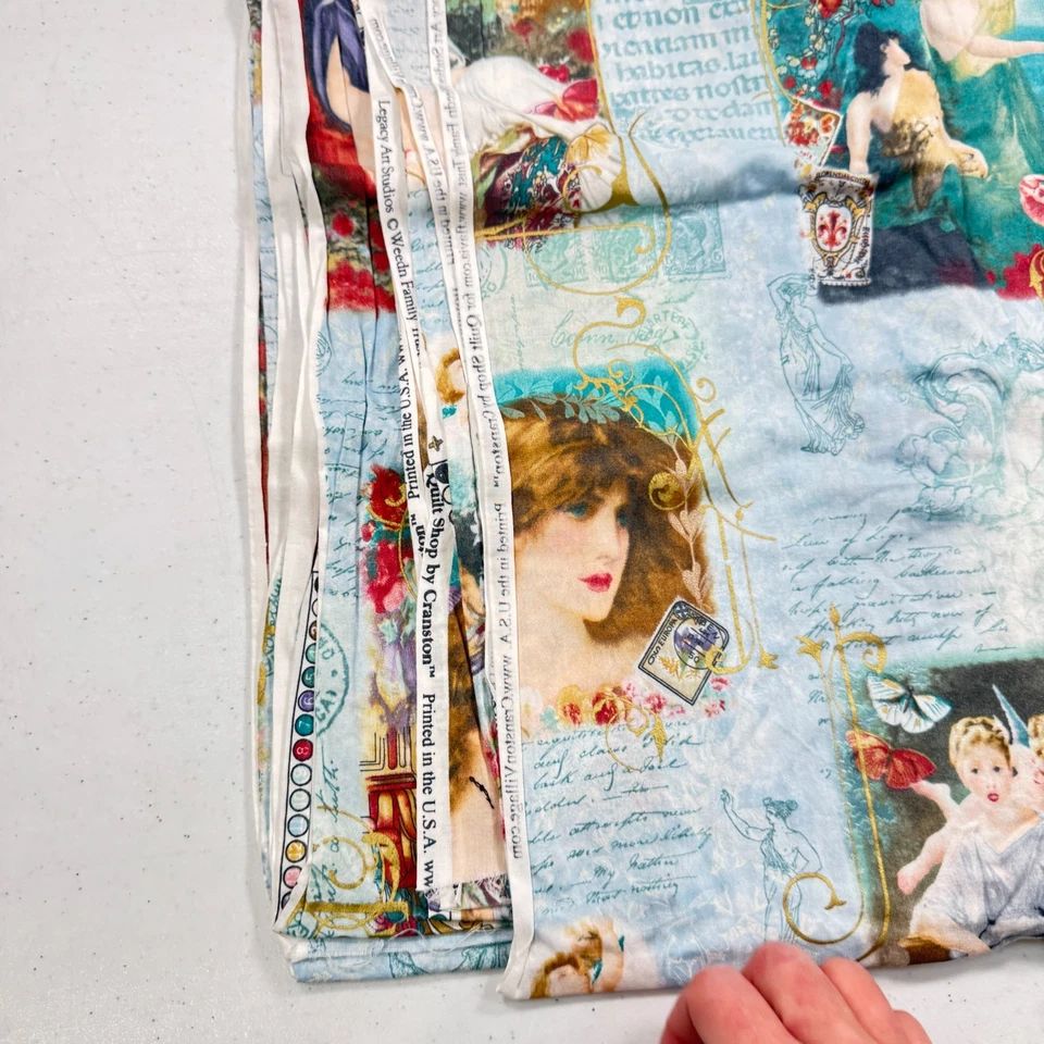 Cartão postal vintage 178x42 Cranston VIP vitoriano feminino tecido ouro azul rosas - Imagem 3 de 4