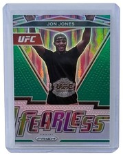 Jon Jones 2022 Panini Prizm UFC Green Fearless Parallel Insert Card #19