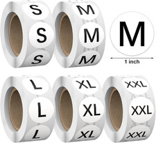2500 Pcs 1 Inch Size Stickers for Clothing S-Xxl,Self Adhesive round Clothing Sh