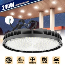 240W/200W/150W UFO LED High Bay Lighting 100-277V Dimmable 0-10V IP65 Waterproof