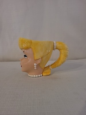 Enesco Barbie Head 1994 Mug Cup Blonde Ponytail Ceramic   Mattel Retro Pop