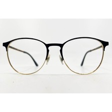 Ray-Ban RB 6375 2890 Black Gold Round Metal Eyeglasses Frame 53-18-145 Men