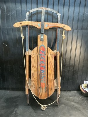 Vintage Fleetwing Sled 36in Long Metal Runners Mid Century Sports Free Shipping