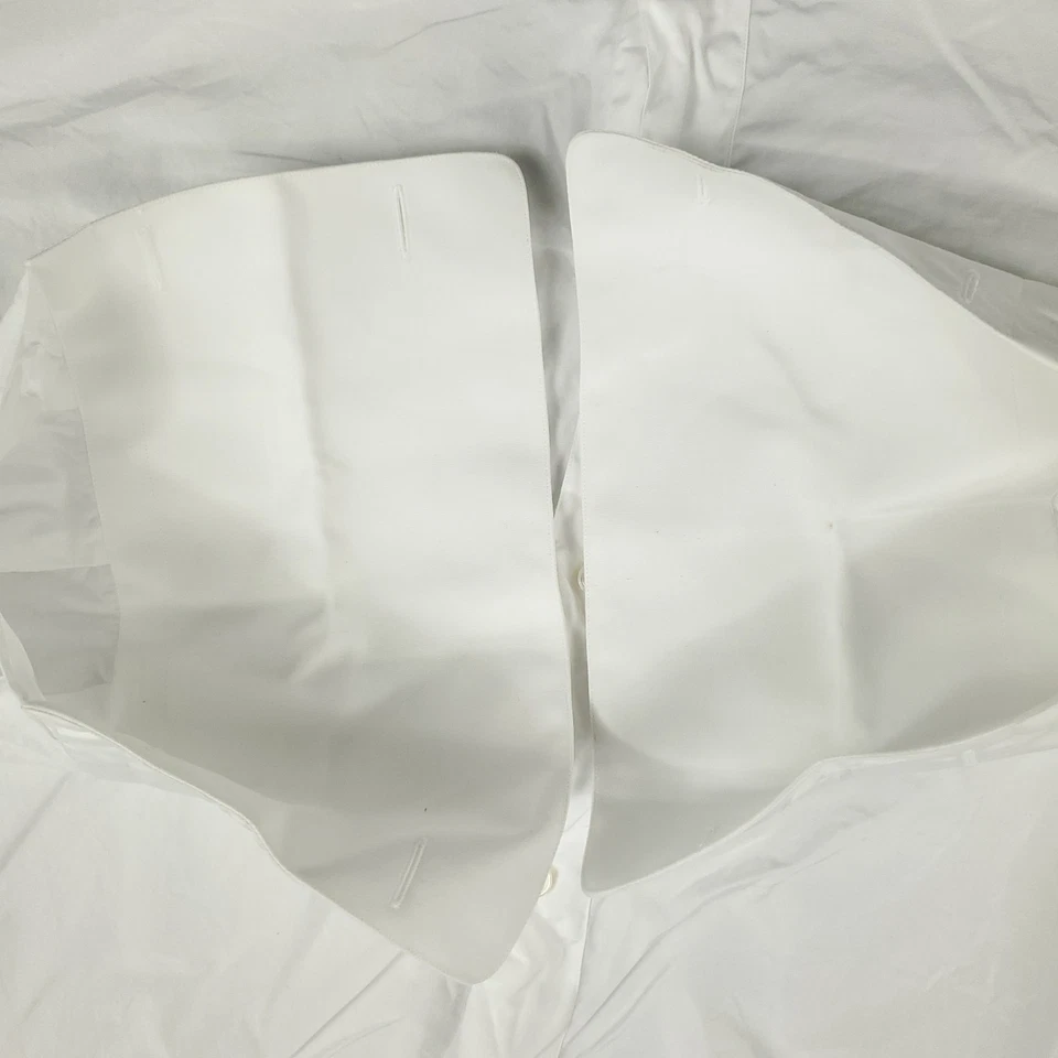 Camisa Brioni Para Hombre Talla 15.5 Blanca Puño Francés Vestido Abotonado Manga Larga * Foto 3 de 4