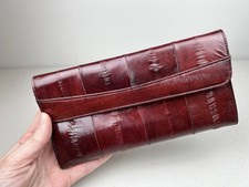 Genuine EEL SKIN Bifold Leather Burgundy Wallet