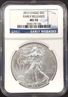 2012 Silver Eagle certified Early Releases, MS 70 by NGC!
