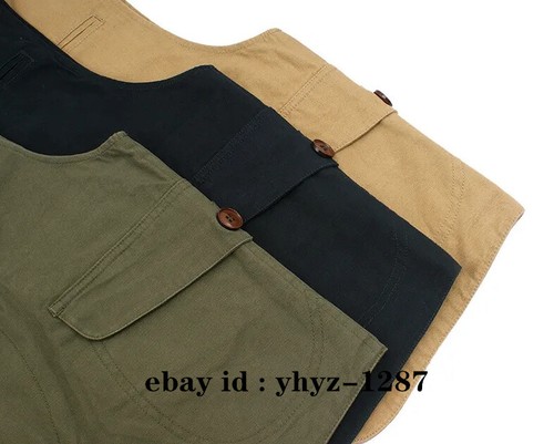 Vintage Game Pocket Canvas Vest Hunting Fishing Outdoor Vest Jacket For Men New - Picture 3 of 16