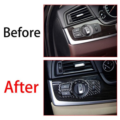 For BMW 5 Series 2011-17 Vinyl Carbon Fiber Headlight Switch Control Cover Trim - 第 3/10 張圖片