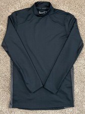 UNDER ARMOUR Coldgear Reactor Shirt Mens Small Fitted Mock Neck Pullover Black