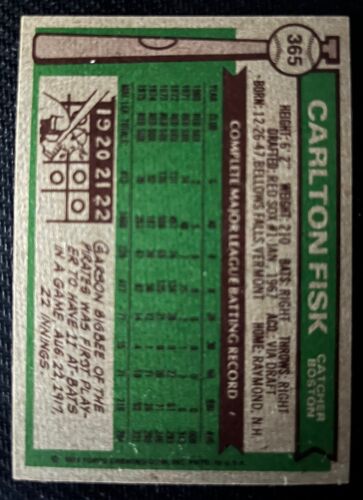 1976 Topps #365 Carlton Fisk NM+ HOF Red Sox - Picture 2 of 2