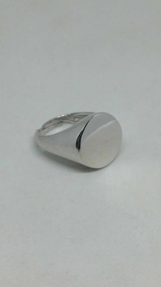 Anello Chevalier Unisex Argento 925/1000 - Ovale Quadrato Tondo mis.8 Regolabile - Immagine 3 di 4