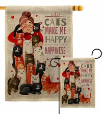 Crazy Cat Lady Burlap Garden Flag Animals Small Gift Yard House Banner
