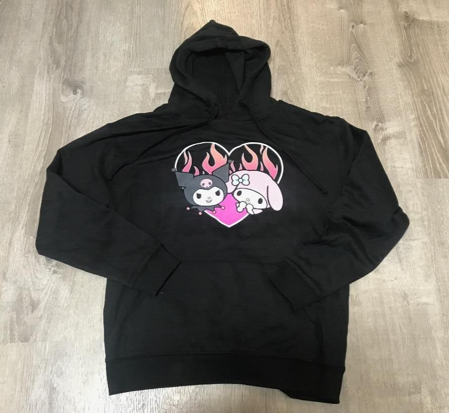 NWT Sanrio My Melody u0026 Kuromi Heart Black Hoodie- Bio World Size Large L  New | eBay