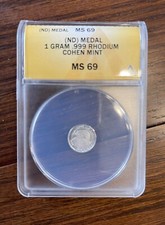 Cohen Mint 1 Gram 0.999 Rhodium sealed authenticated MS 69 MS 68 And MS 67