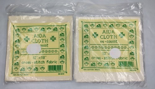 New Aida Cloth 14 - 12" x 18" Cross Stitch Fabric 100% Cotton Ivory White Flax - Picture 2 of 4