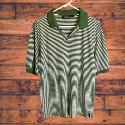 Large Basic Editions Striped Green Polo Shirt
