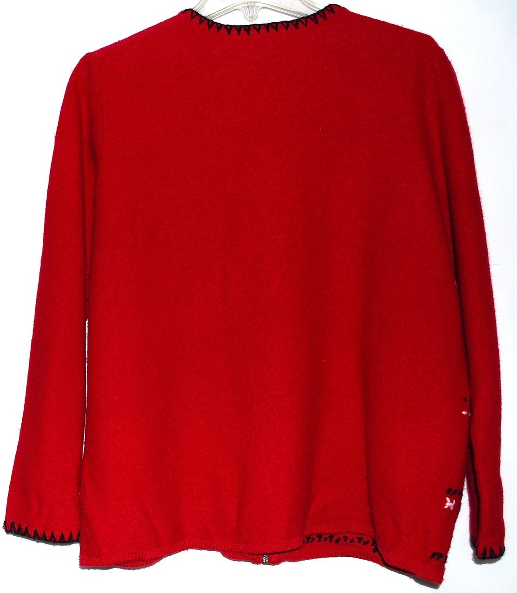 Cricket Lane CLC Red Wool with Black & White Yarn Striped Zipper