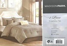MADISON PARK Trinity 7 Piece Comforter Set in Taupe Cal King RETAIL: 260