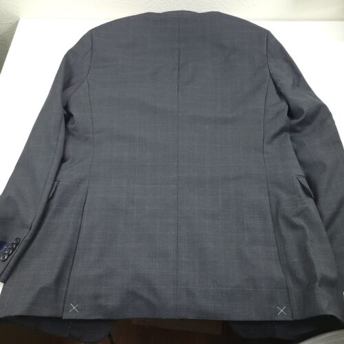 Tommy Hilfiger TH Flex Gray & Blue Plaid Wool Blend Suit w/ Pants Mens 40L X 34W - Picture 11 of 21