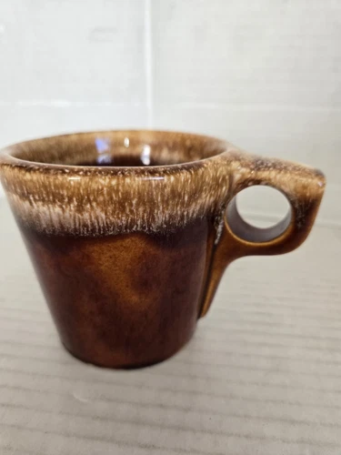 Hull Brown Drip Glaze Coffee Cup Mug Tea O Handle USA Pottery FREE SHIPPING