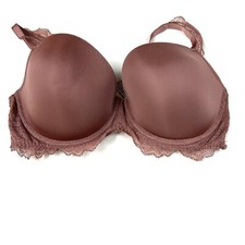 Dream Angels Victorias Secret 32DDD Lined Demi Bra Solid Pink Floral Lace 0569