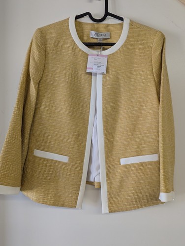 Kasper Women's Framed Tweed 3/4 Sleeve Blazer/Jacket, Size 14, In Vanilla Ice
