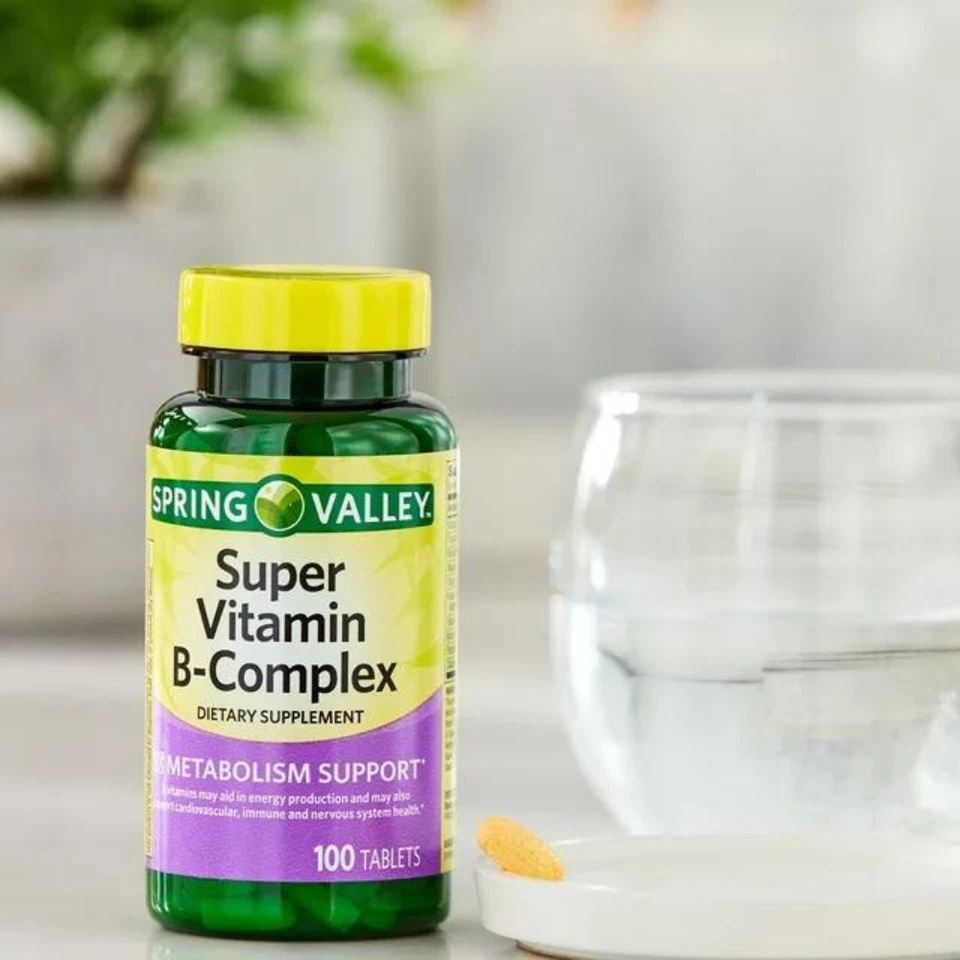 Spring Valley Super Vitamina B Complejo Tabletas Suplemento Dietético, 100 Ct x 2 PK Foto 4 de 4