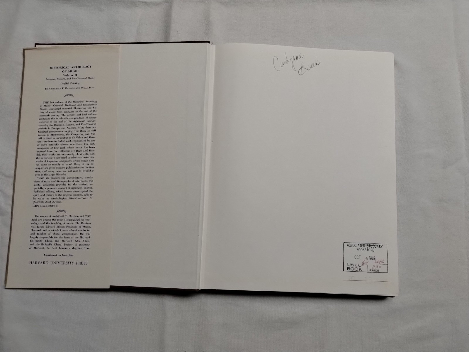 Historical Anthology of Music - Baroque, Rococo, and Pre-Classical Music by Apel