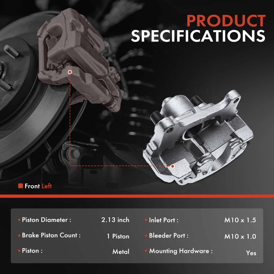 Pinza de freno delantera izquierda para Audi A3 TT Quattro Volkswagen Beetle Eos GTI Jetta Foto 2 de 4