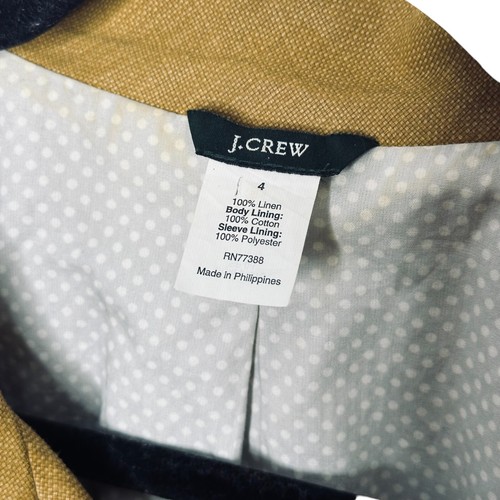 J Crew Double Breasted Linen Blazer Jacket 4 Brown Yellow Mustard 3/4 Sleeve - Picture 5 of 10