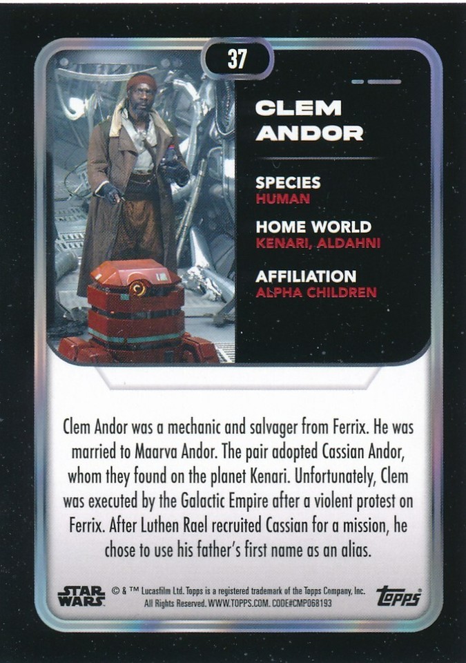 #37 CLEM ANDOR/GARY BEADLE 2023 Topps Star Wars | eBay