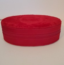 Vintage Red Velvet Oval Jewelry Travel Case