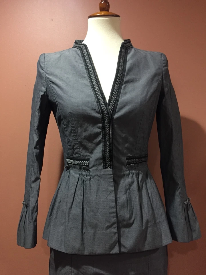 Philosophy By Alberta Ferretti Gris 2 Piezas Falda Chaqueta de Carrera Blazer Talla 4 Foto 3 de 4