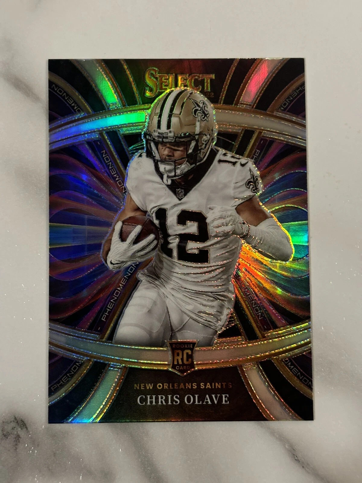 2022 Panini Select Chris Olave Rookie Phenomenon Silver Prizm RC, Saints 🏈🏈