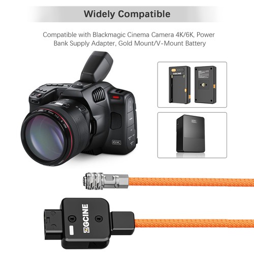 ZGCINE DT-BMD D-Tap to 2-Pin BMPCC Cable 60cm Length 180°Rotatable T6H5 - Picture 3 of 8