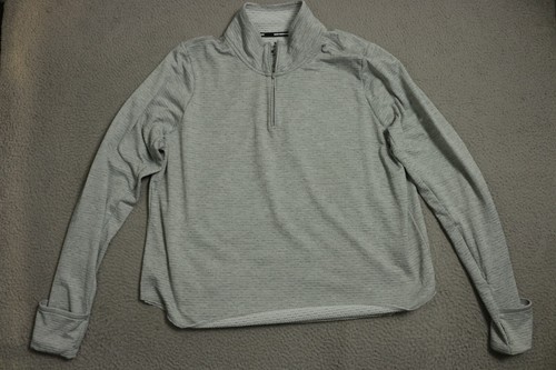 Nike Running Sweatshirt Womens Extra Large Gray Waffle Lined Quarter Zip Pockets