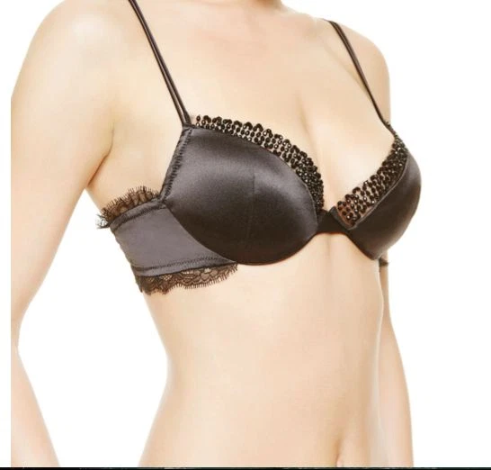 Nuevo con etiquetas Conjunto de bragas sujetador La Perla negro satinado brillante soutache 36C/L cuentas $832 Foto 3 de 4